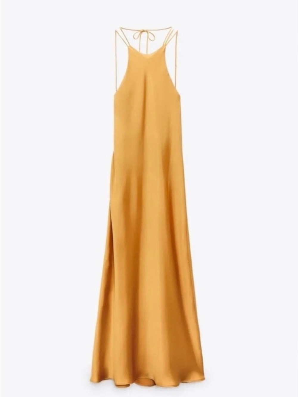 Zara Long satin Effect dress Bronze Ref